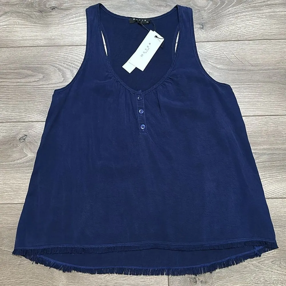Maven‎ West Peplum Navy Blue Tank Size XS - Image 2