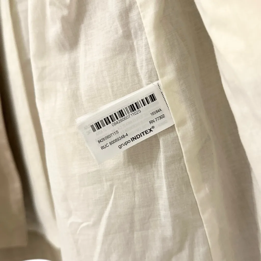 ZARA Oversized Khaki Cropped Full Zip Jacket Small - MISSING VEST - Image 7