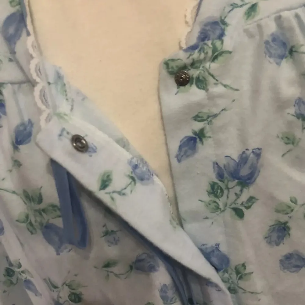 Carriage Court Nightgown Housecoat Vintage NWT Blue Rose Lace Size Large Sears - Image 6