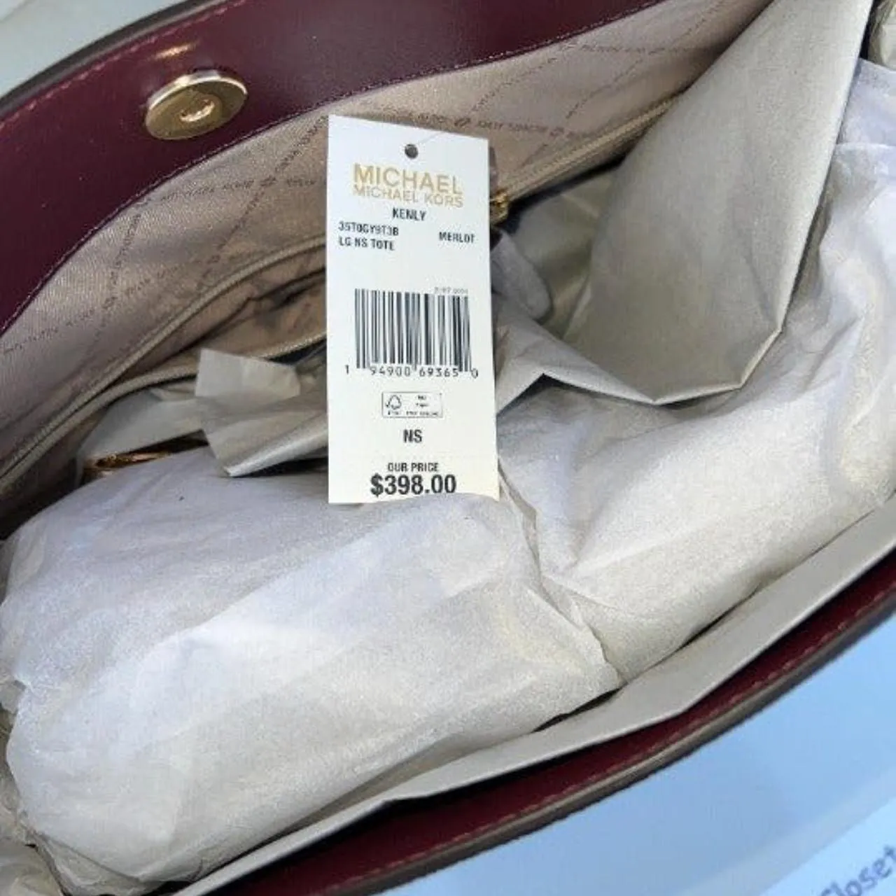 Michael Kors Merlot Kenly Tote Large MK Signature Purse Bag - Image 8