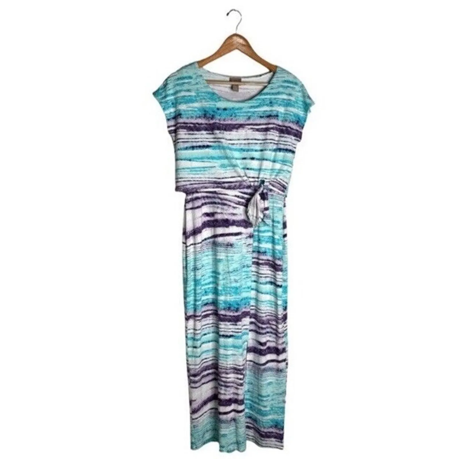 Chico’s Coastal Maxi Dress Size Small Summer Colorful Blue Purple Beach - Image 9
