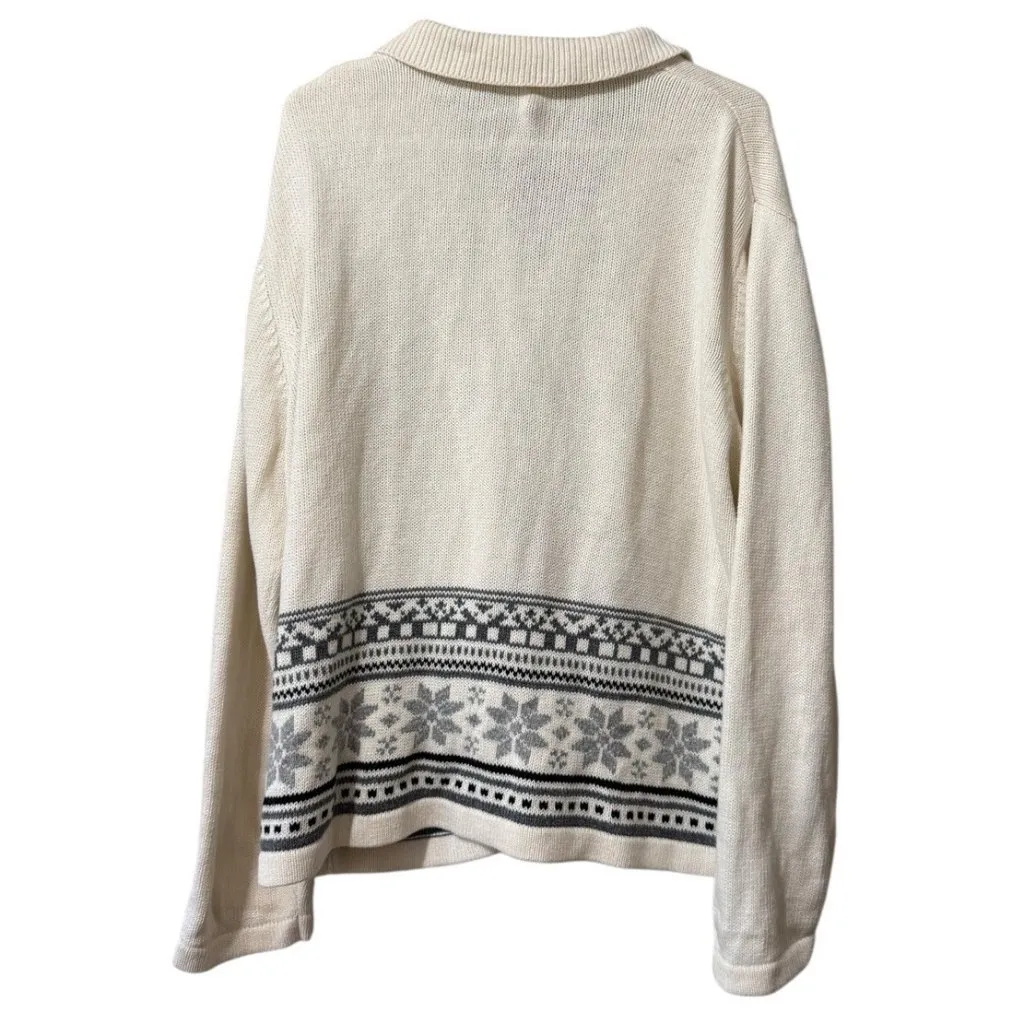 Croft & Borrow Women Size XL Knit Snowflake Holiday Sweater Full Zip Long Sleeve - Image 2