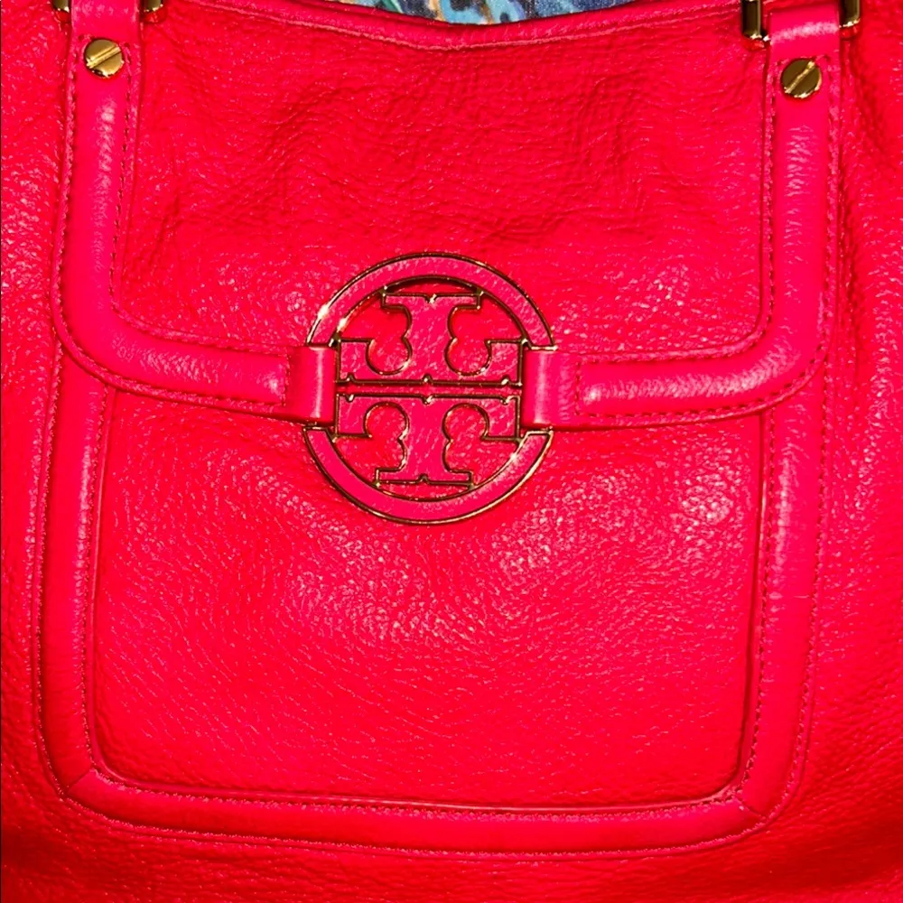 Hot Pink Pebbled Leather Amanda Tote Bag Crossbody - Image 2