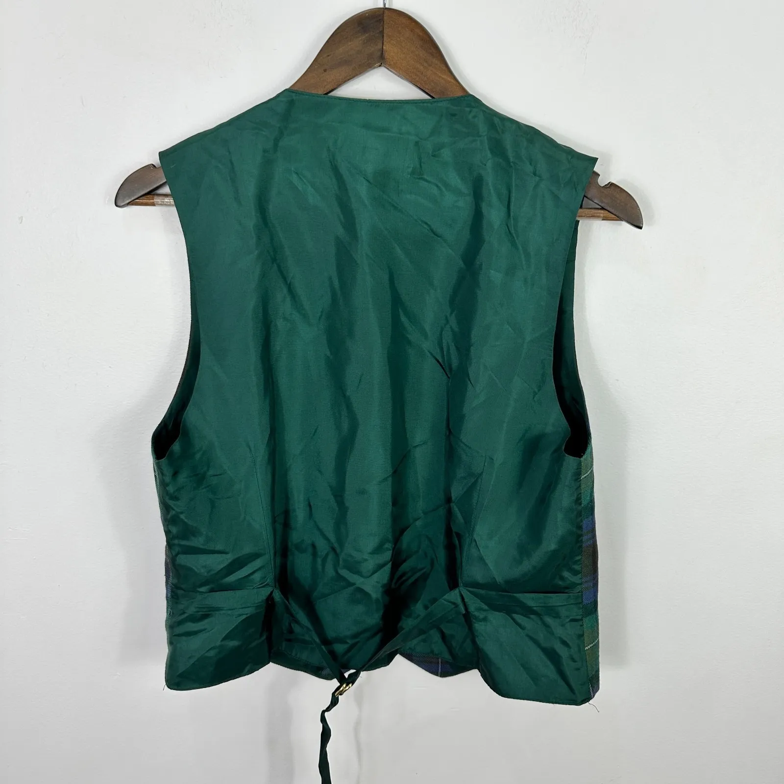 James Pringle Weavers Womens 14 Wool Plaid Tartan Vest Skirt Set Scotland Preppy Green - Image 12