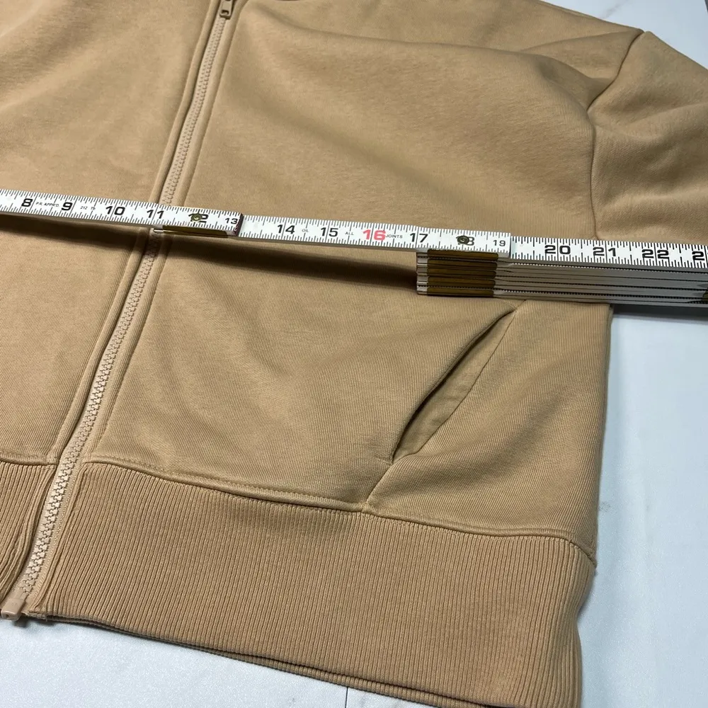 Pact Full Zip cropped camel tan hoodie with front pockets size medium - Image 6