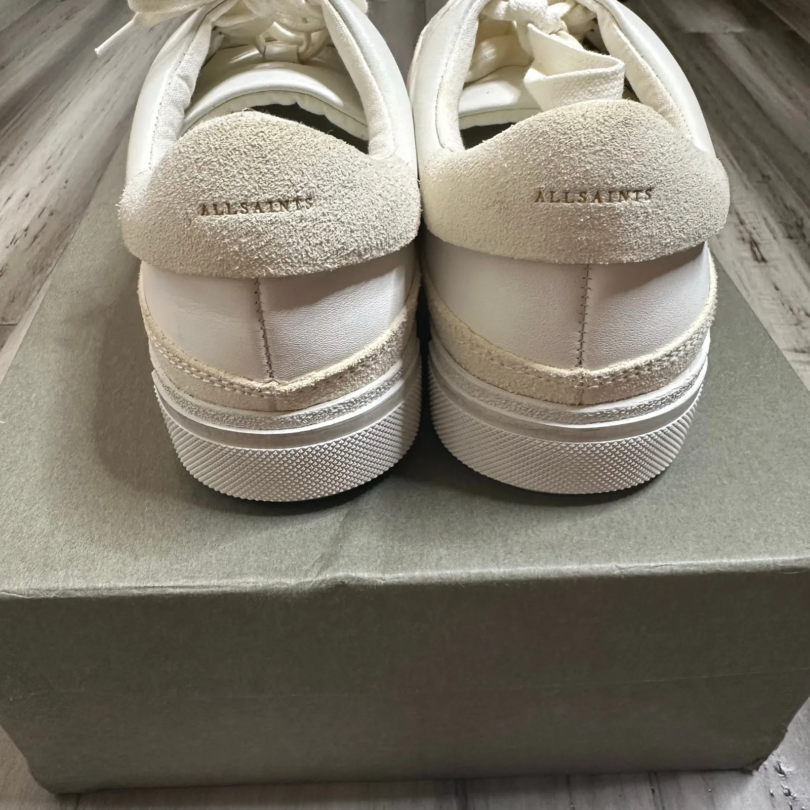 NEW All Saints Trish Leather Sneakers Women's White Size 11 - Image 3