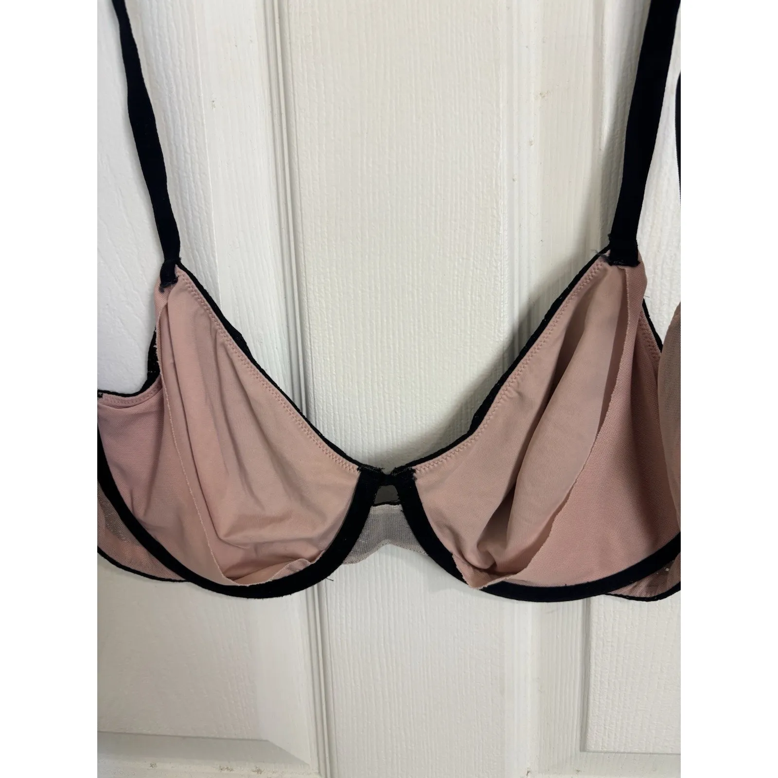 Auden Black & Pink Lacy Unlined Demi Coverage Underwire Bra 36D Girlie Era Size undefined - Image 5