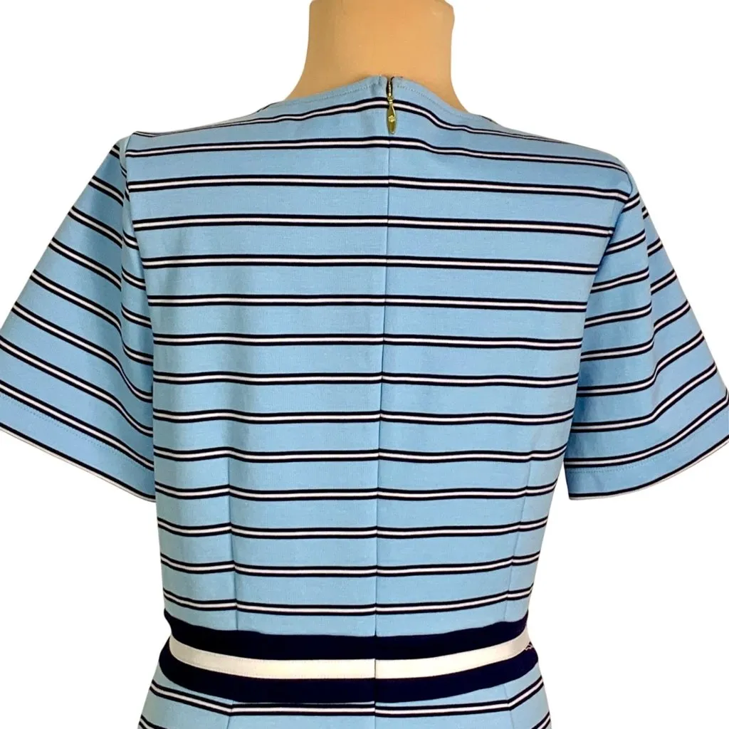 Draper James Ponte Striped A Line V-Neck Large Blue Black Short Sleeve Dress - Image 7