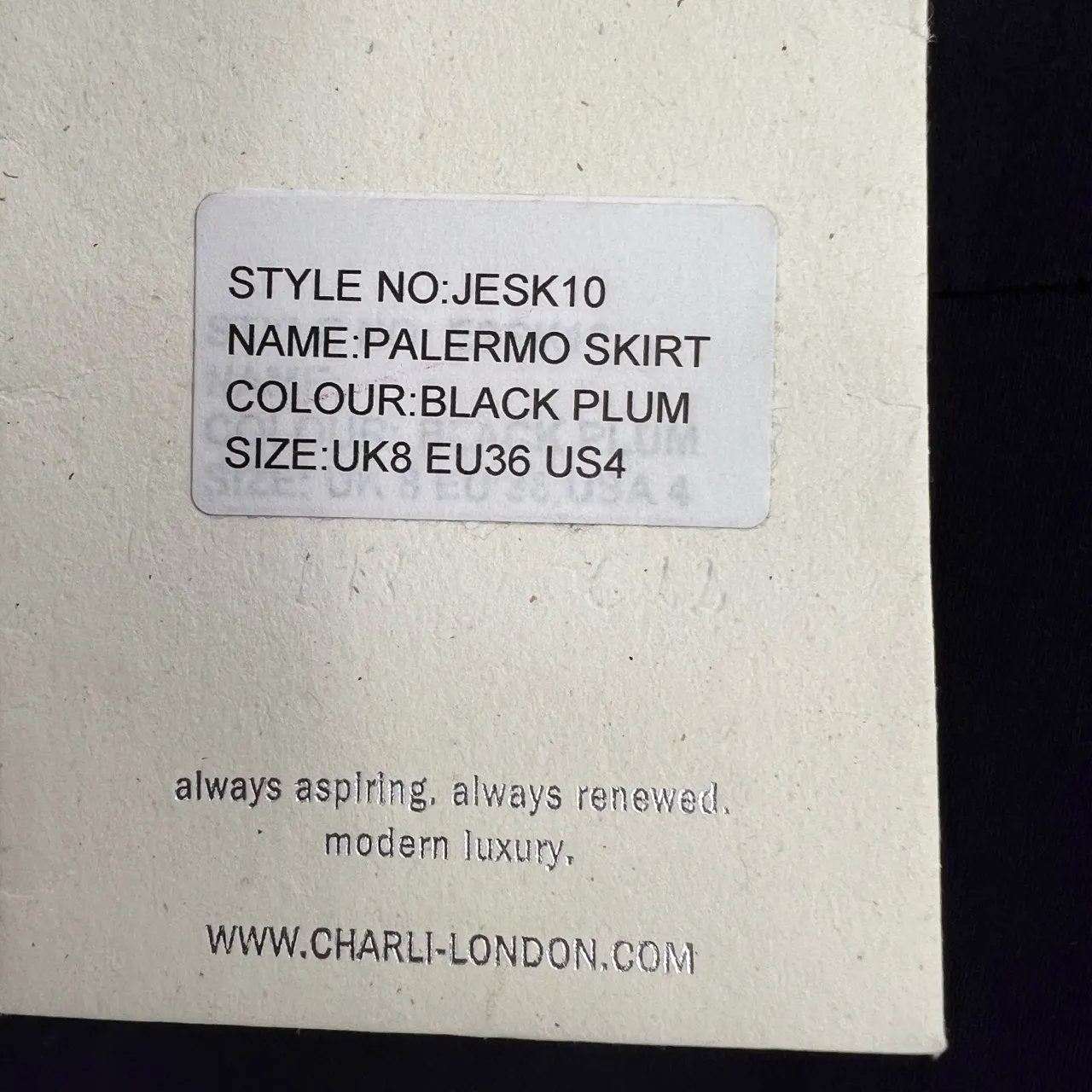 Charli London Pencil Skirt Black Plum Midi Stretch Jersey Palermo US 4 New Purple - Image 6