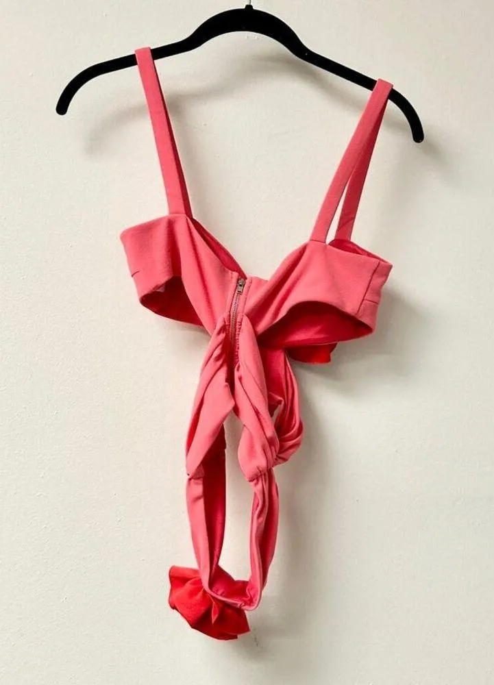 Atoir Deja Vu Three Tier Cropped Top with Contrast Floral Applique Pink Womens 4 - Image 5