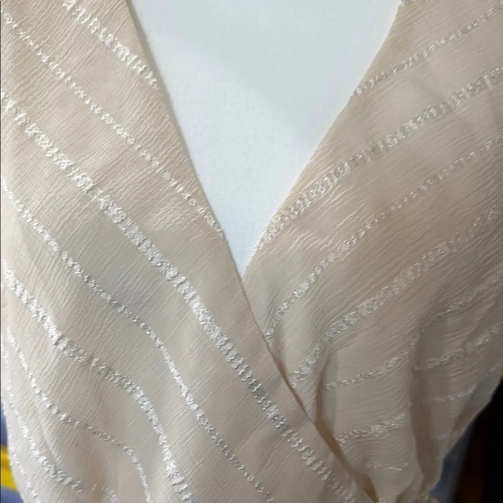 Promesa Cream Striped Wrap Blouse - Image 4