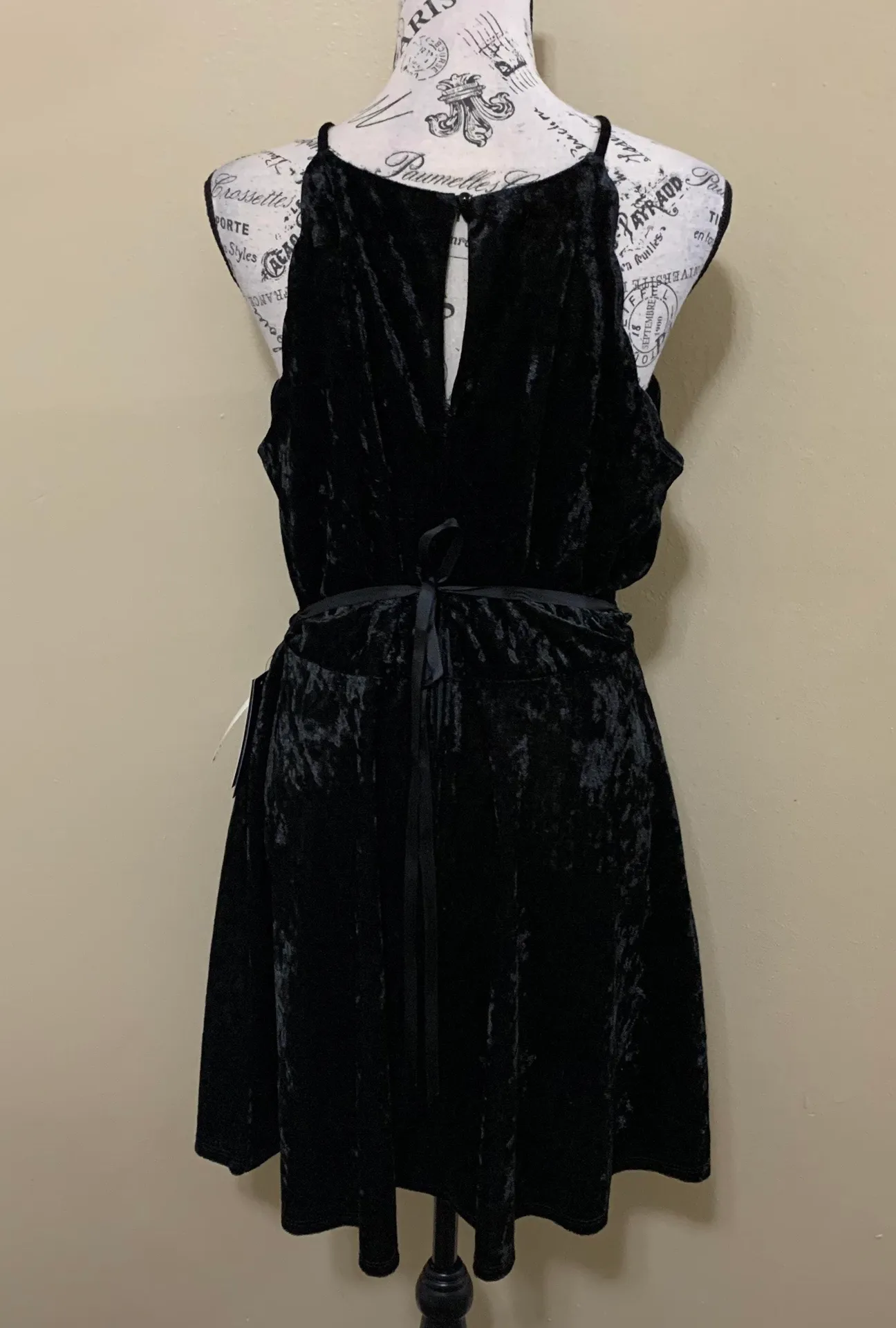 BCX Black Belted Velvet Fit & Flare Dress - Image 5