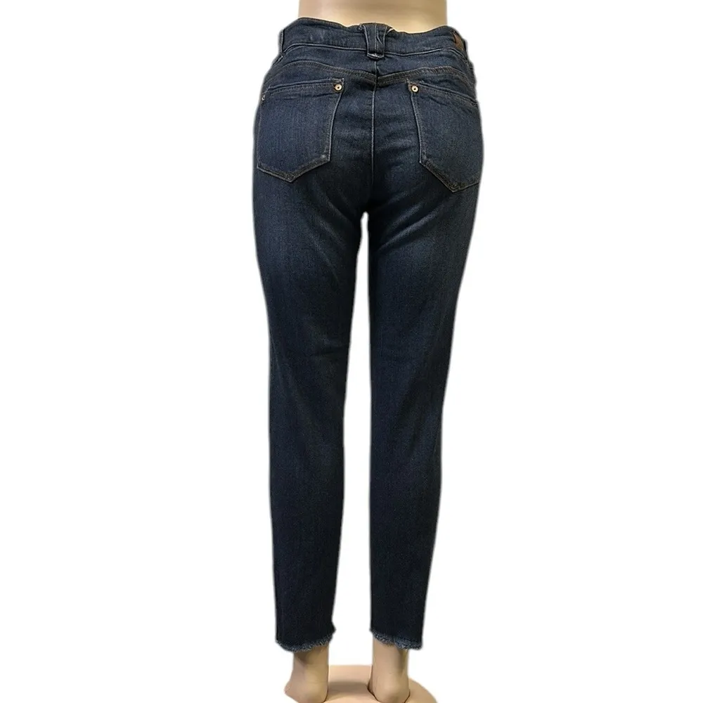 Democracy Freedom Ankle Skimmer Dark Wash Denim Raw Hem Blue Jeans Womens 10 - Image 2