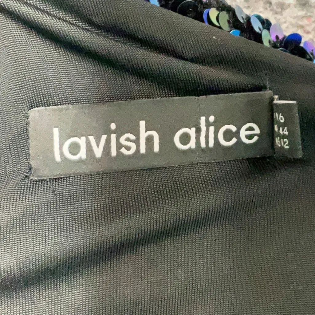 LAVISH ALICE One Shoulder Sequin Cluster Velvet Party Cocktail Dress Size 12 - Image 7