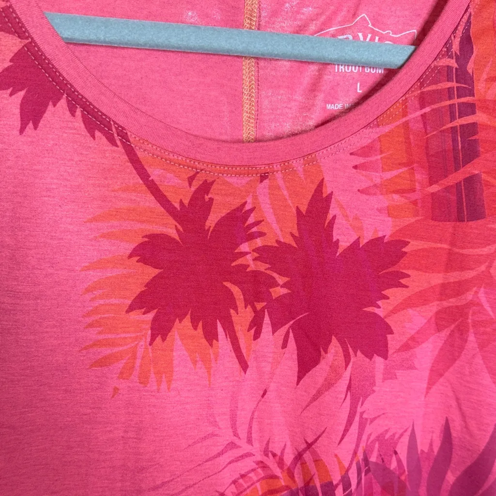 Orvis Trout Bum Women's T-Shirt Leaf Heathered Cap Sleeve Size Large - Image 3