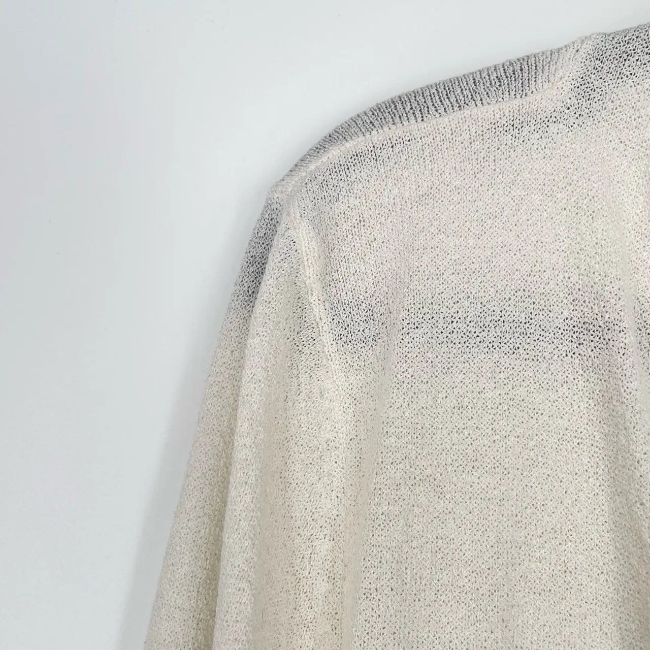 2/30$ Pointelle Womens Old Money Lightweight‎ Cream 3/4 Sleeve Cardigan Medium - Image 6