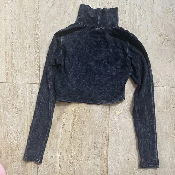 Milky Way Women Rustic Black Long Sleeve Cropped‎ Top High Neckline - Image 5