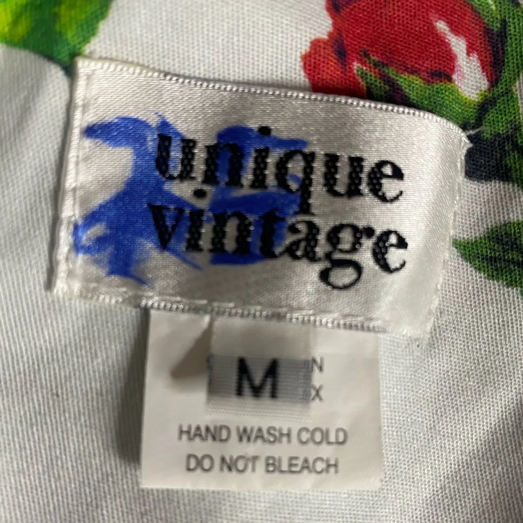 Unique Vintage Red Rose Floral Print Retro Pin Up Swing Dress Size M - Image 10