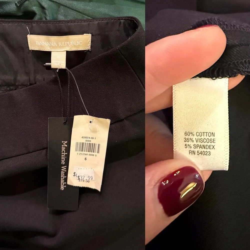 BANANA REPUBLIC Black Straight Skirt Pockets Zipper Closure 6 NWT - Image 3