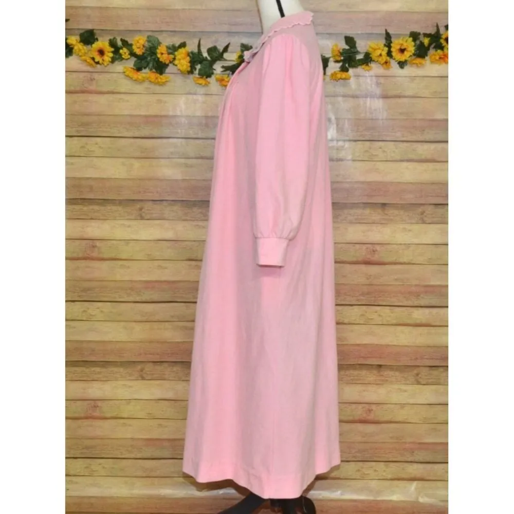 Vintage Vanity Fair Ladies M Terry Cloth Pink Housecoat Pockets Embroidered - Image 6