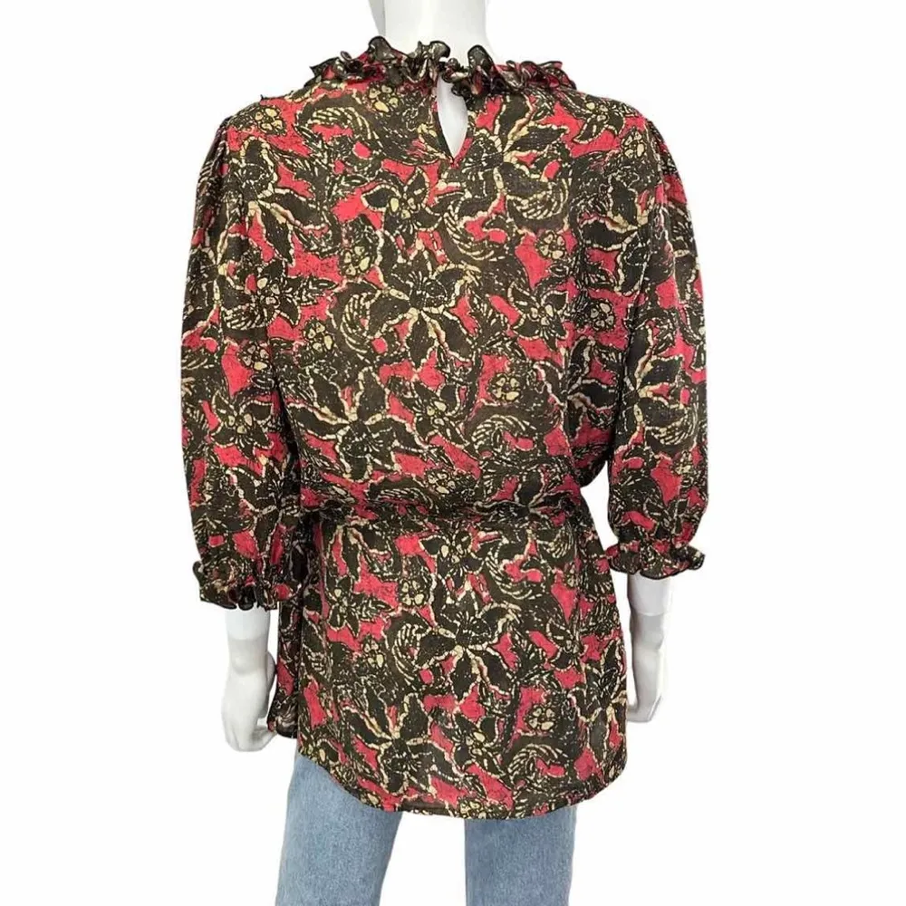 ETCETERA Brown Floral Silk Print Blouse - Image 3
