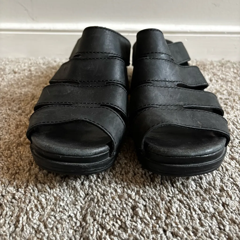 Dansko Womens Black Leather Slide Sandals Sz US 10.5-11 EU 41 - Image 2