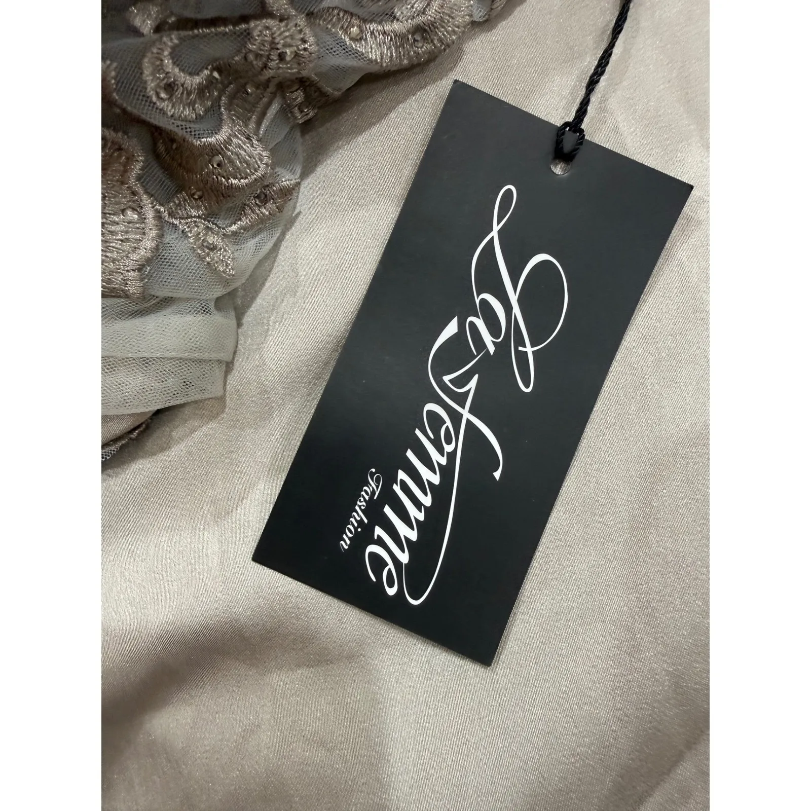 New! La Femme 29324 Satin Mermaid Gown with Off the Shoulder‎ Lace Size 18 $498 - Image 9