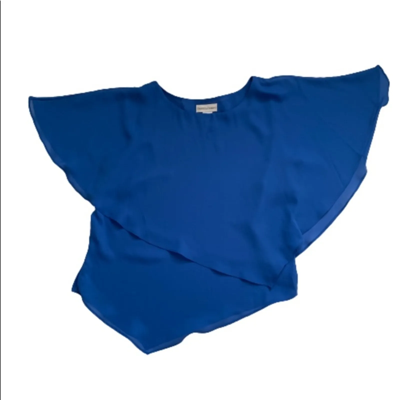 Drapers & Damon Dress Cobalt Blue Georgette Flutter Tiered Two Piece Size 12 - Image 9