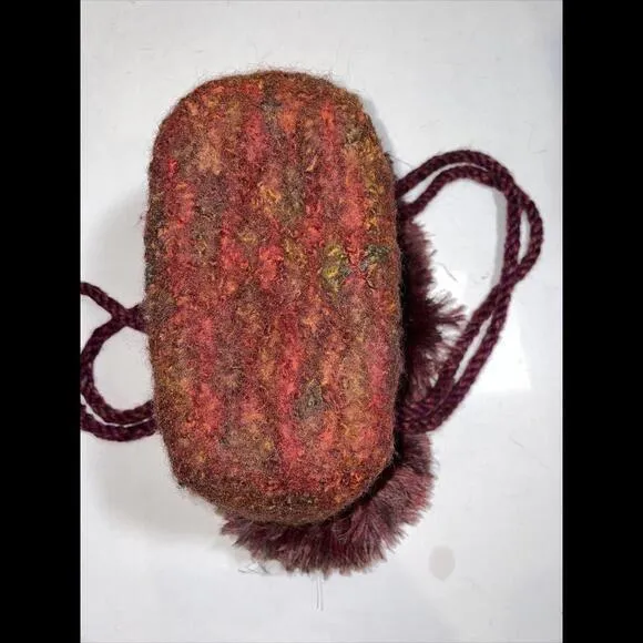 Tweed‎ Wool Bucket Bag Medium Handbag Red Fringe - Image 6