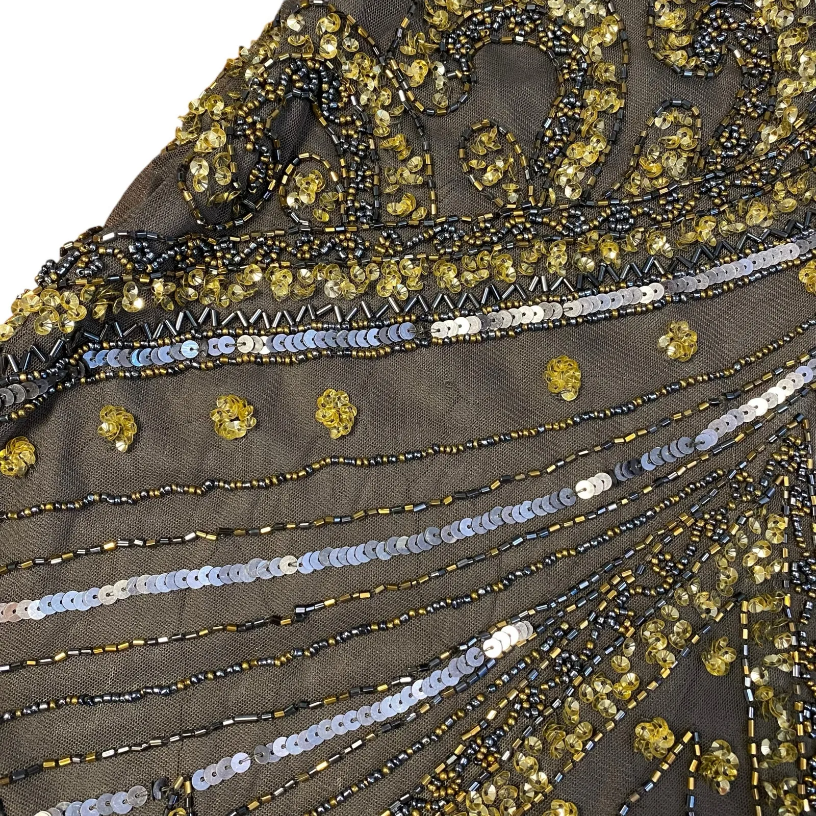 Pisarro Nights Vintage Gray Beaded‎ Mini Cocktail Prom Dress Size 8 - Image 9