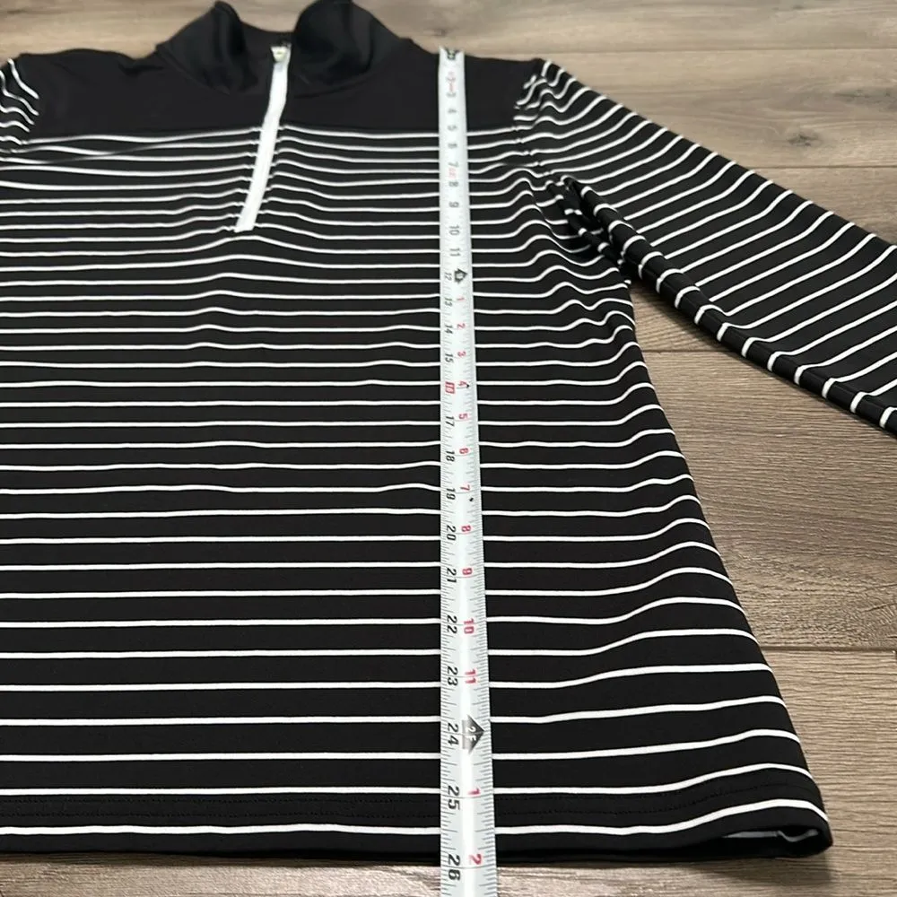 FootJoy 1/4 Zip Long Sleeve Pullover Black White Stripe Size Large - Image 8