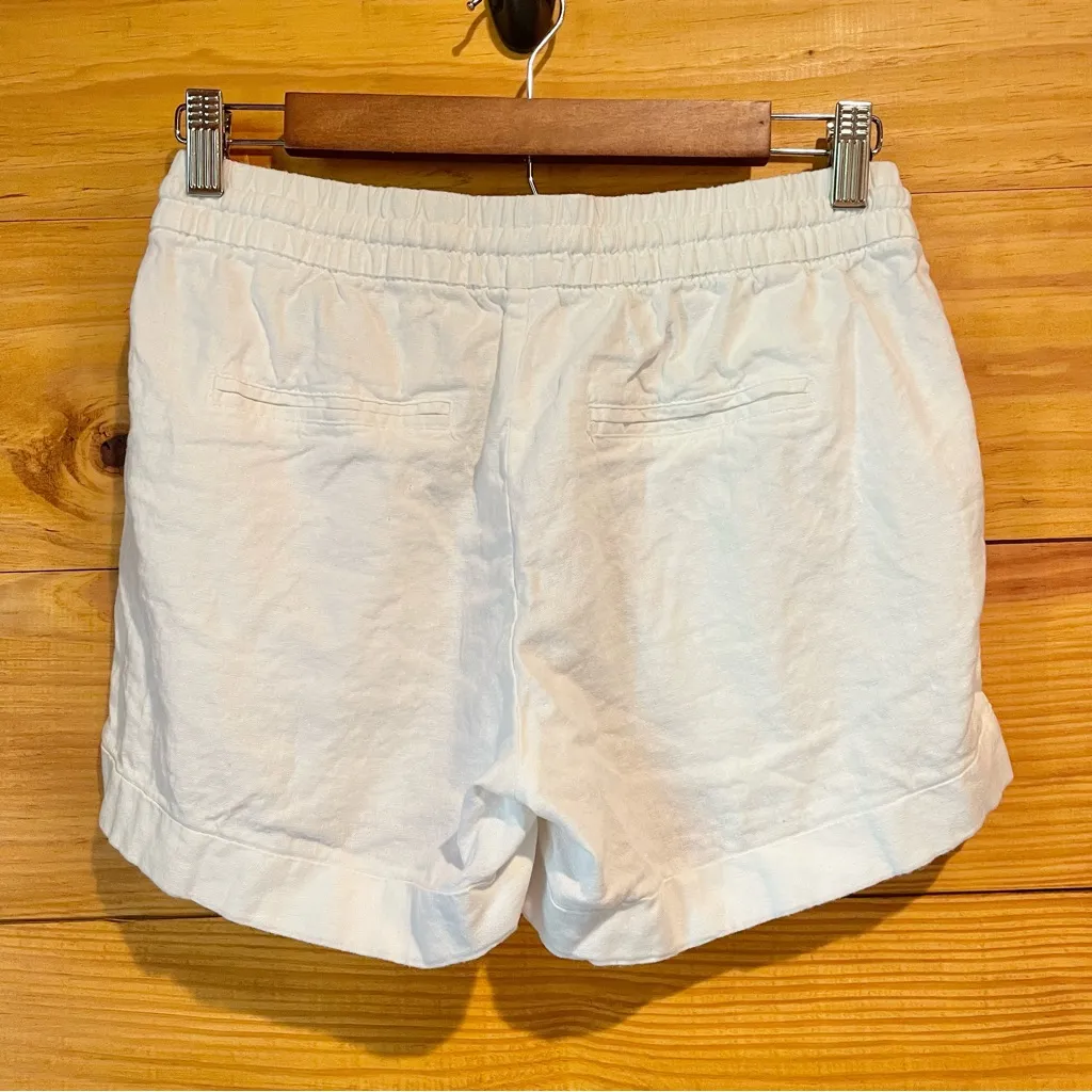 Old Navy Linen Blend Mid Rise Pull On Short White Small S 3.5” 209712 - Image 3