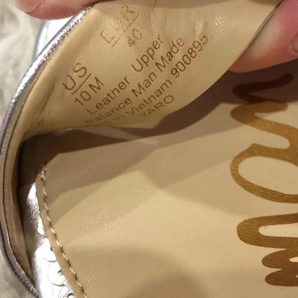 Sam‎ Edelman Yaro Leather Block Heels Silver Metallic Size 10 - Image 8