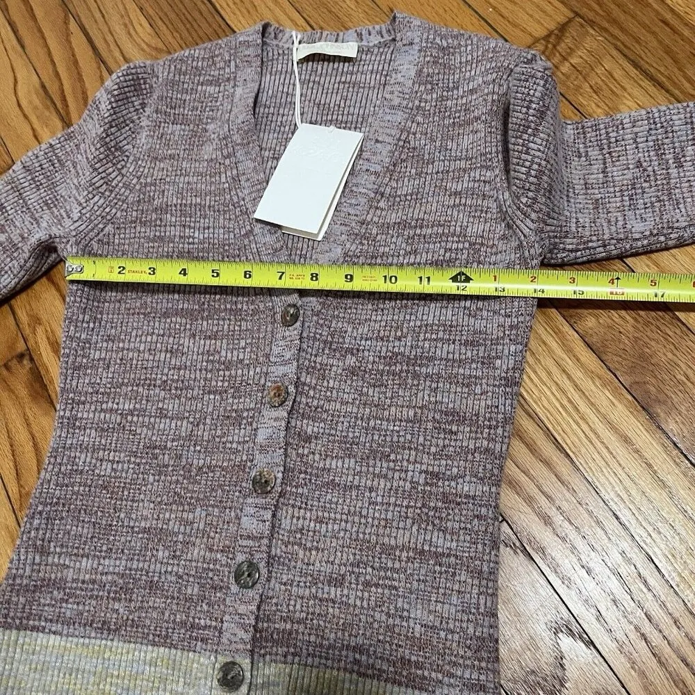 Ulla Johnson NWT Posey Rib Knit Wool Blend V-Neck Cardigan in Seurat Size Small - Image 9