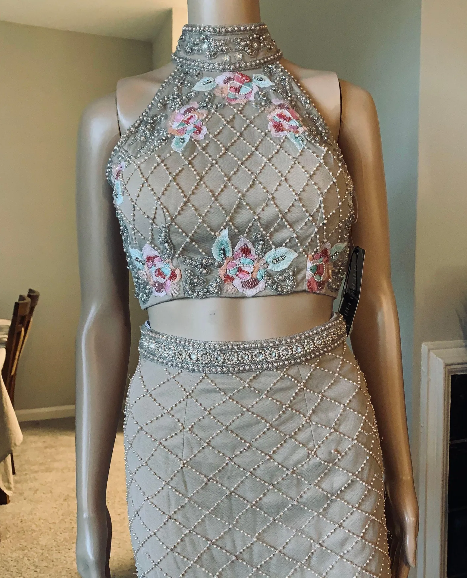 Two Piece High Neck Prom Dress - Image 7