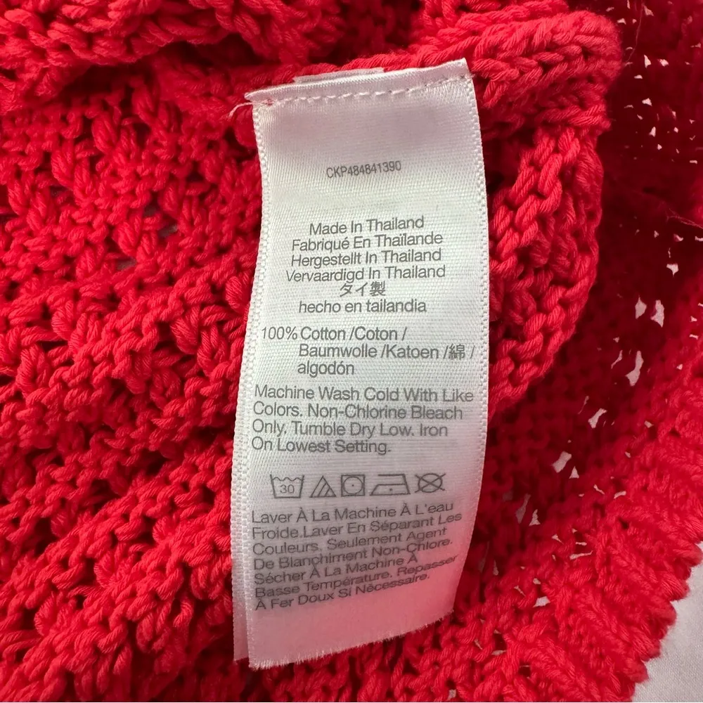 NWT Madewell Crochet Knit Crewneck Sweater Tank Red Size S Grandma Fitted Retro - Image 8