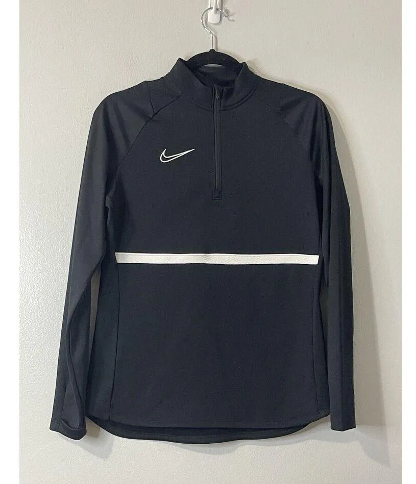 NIKE Dri-Fit Academy Drill Top Small Black White NEW Soccer Sports Workout Run - Image 2