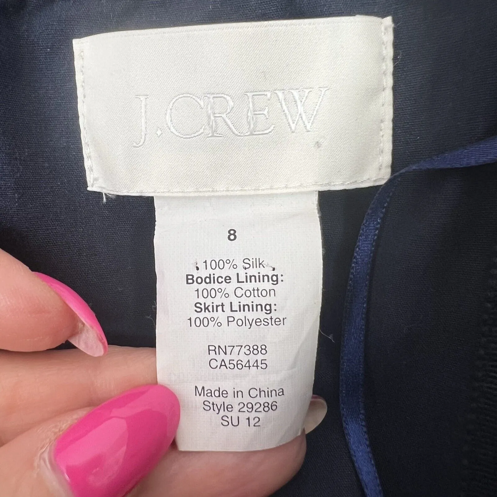 J. Crew Arabelle Size 8 Dress Navy Silk Chiffon Formal Bridesmaid Strapless Blue - Image 4