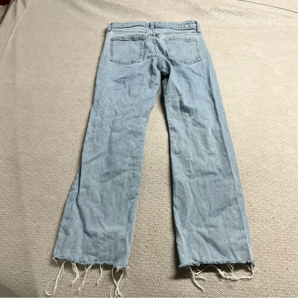 Women’s Light High Rise Raw Hem Straight Leg Jeans Size 26 EUC - Image 6