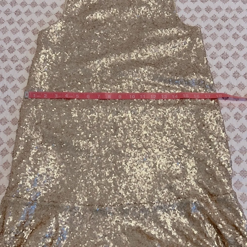 Lost + Wander Sequin Sleeveless Shift Mini Cocktail Dress Size XS Champagne Gold - Image 10