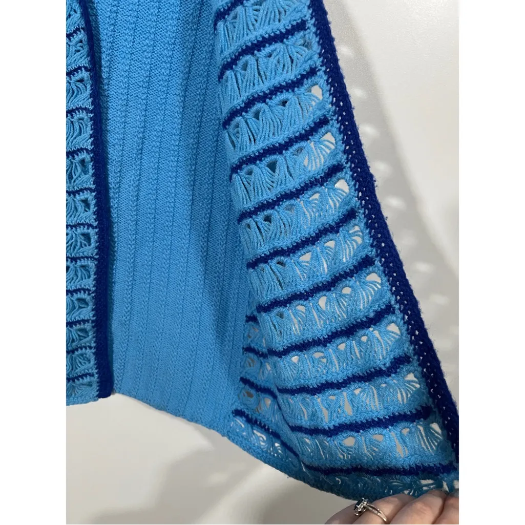 Handmade Knit Vest in Blue Open Size - Image 3