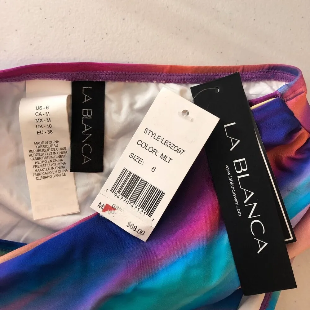 La Blanca Tankini Set Sunset Shores Tummy Control Halter Molded Cups Colorful 6 - Image 11