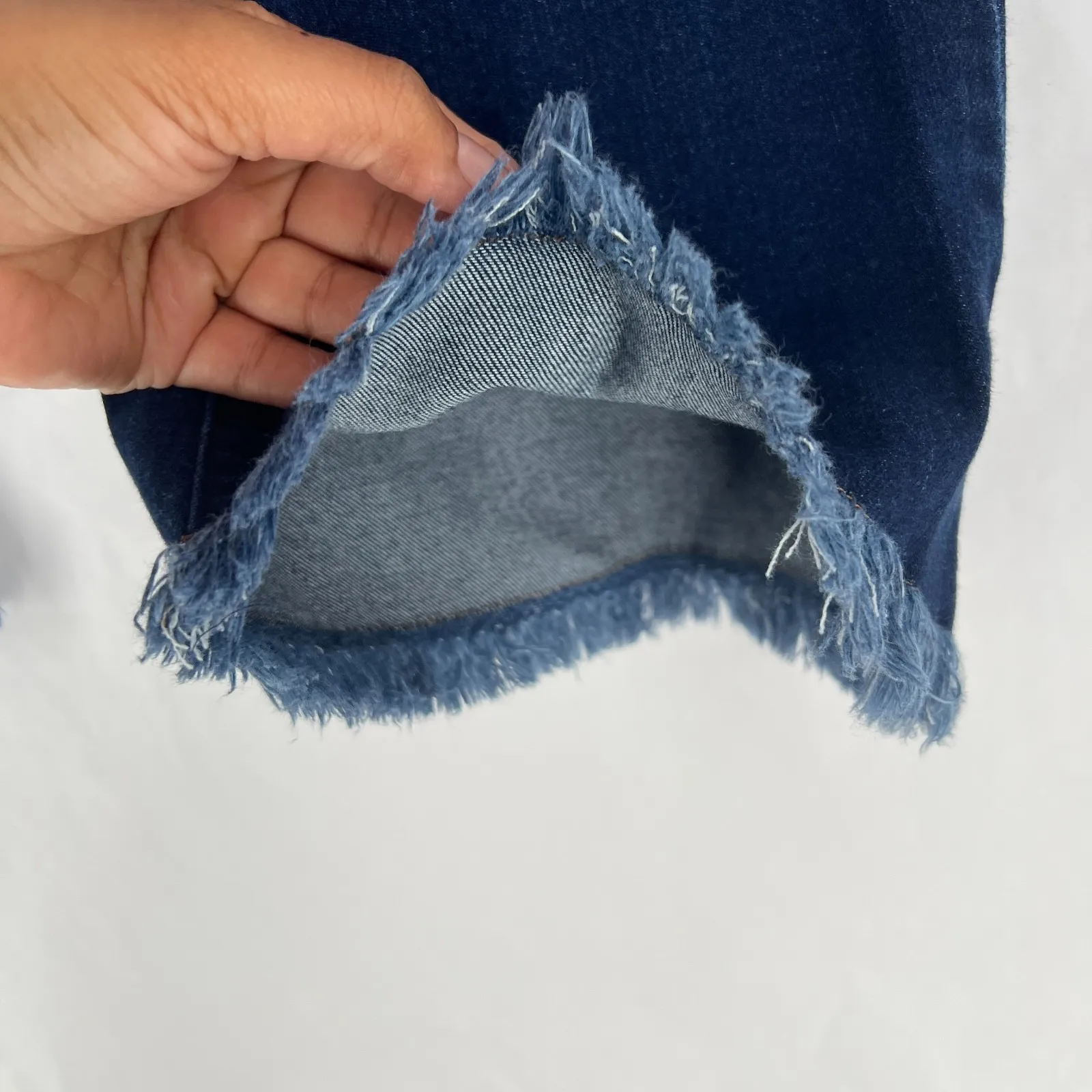 Spartina 449 Kick Flare Jeans Womens 8 Blue Denim Frayed Hem Patch Pockets - Image 5