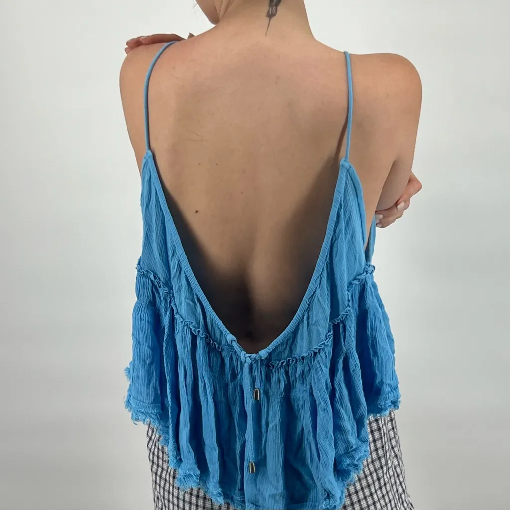 Free People Blue Blackless Halter Top - Image 3