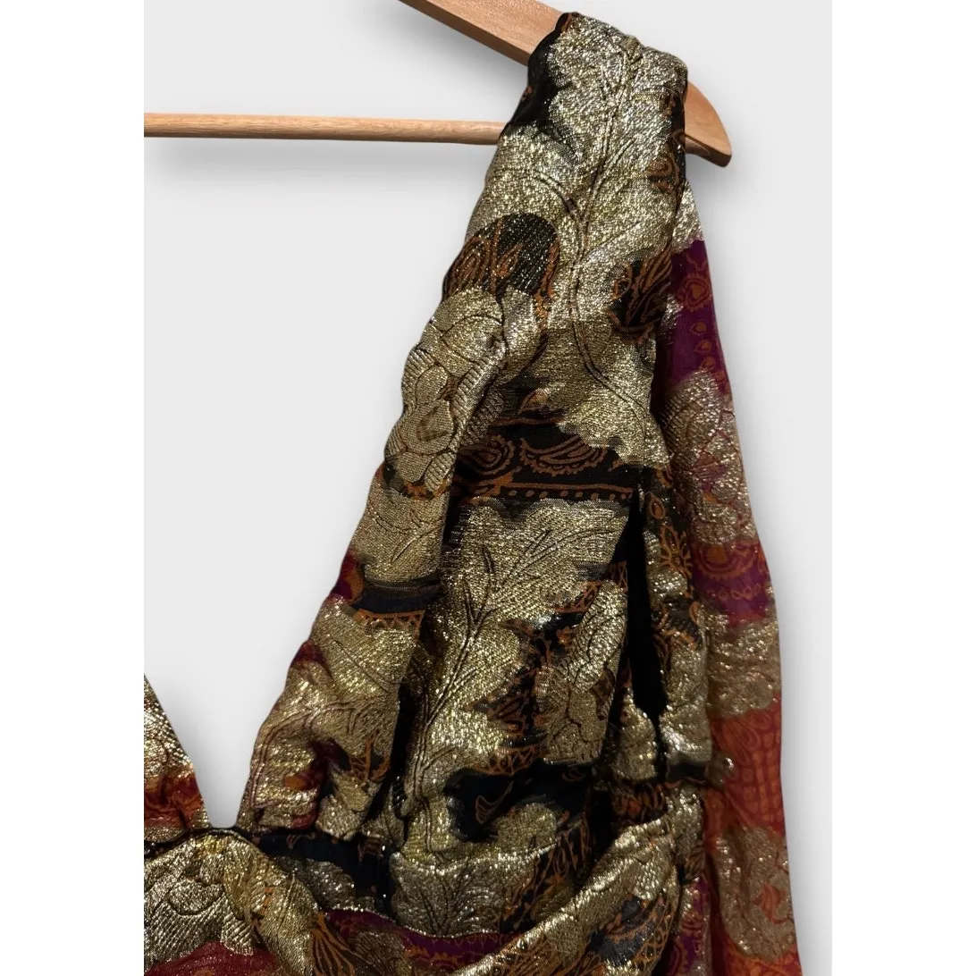 NWT Farm Rio Sleeveless V-Neck Jacquard Lurex A-Line Maxi Dress Size XL - Image 9