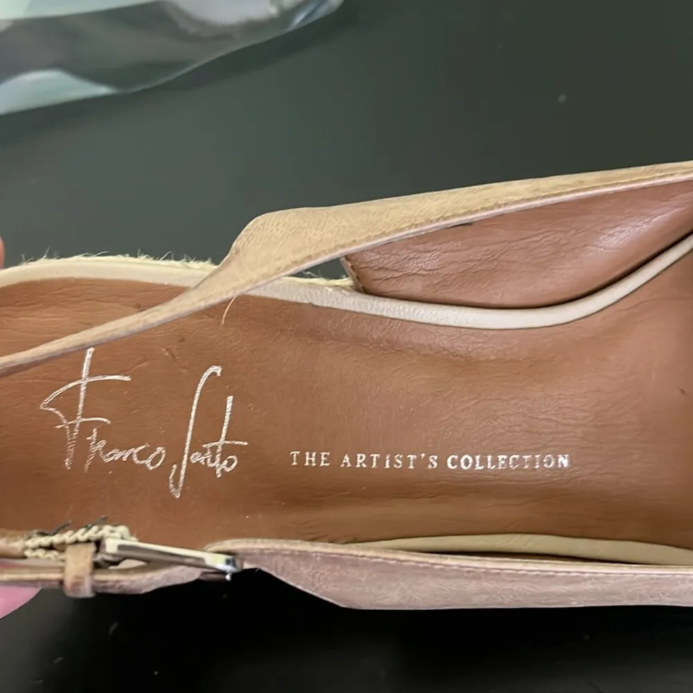 Franco Sarto Heels Womens Slingback Wedge Espadrille Bow Leather - Image 8