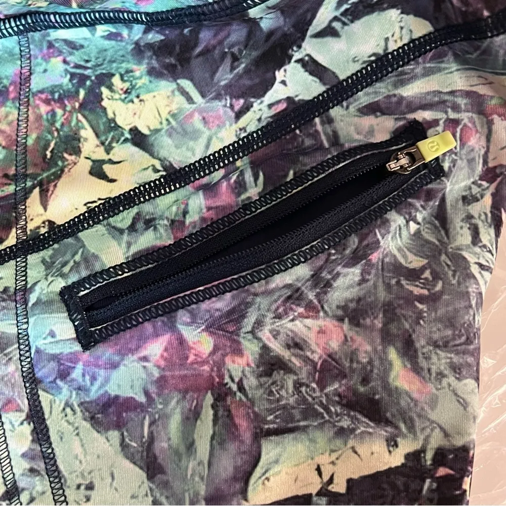 Lululemon Run Top Speed Crop Leggings Size 4 Iridescent Multi Color Gym Yoga - Image 9