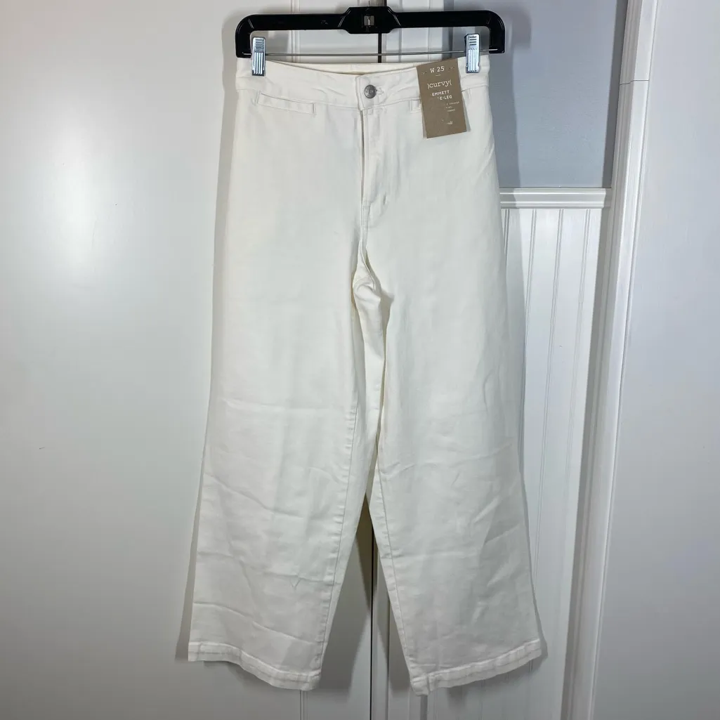 Madewell Curvy Emmett Wide-Leg Jeans Tile‎ White Welt Pocket Edition Size 25 NWT - Image 2