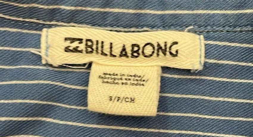 Blue & White Striped Long Sleeve Button Down Women's Shirt Size Small - Image 10