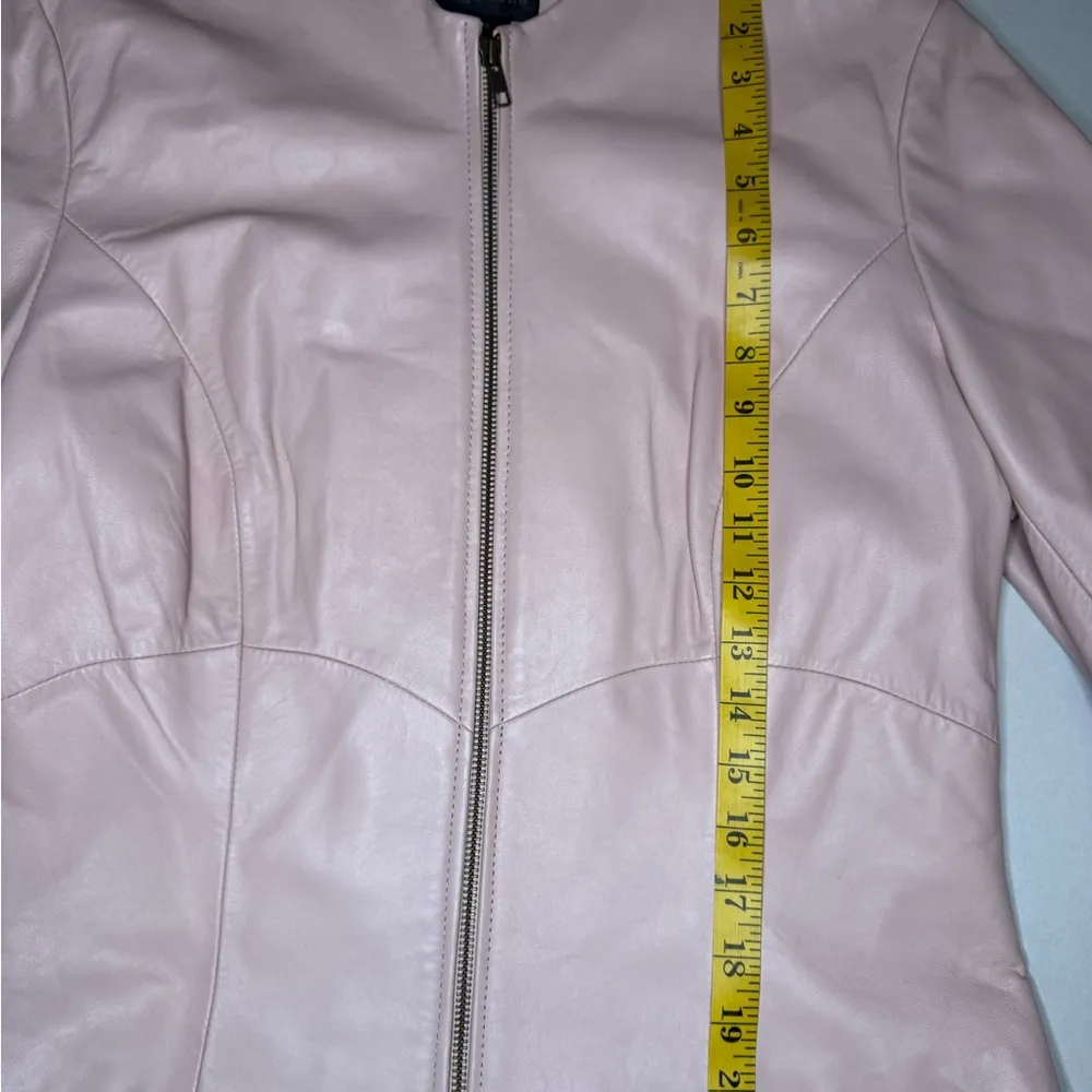 BAGATELLE Petite Light Pink Soft Genuine Leather Women's Jacket, Zip, Size 12. - Image 14